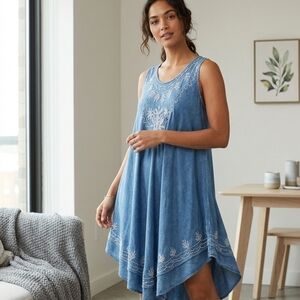 True Rock Denim Look Sleeveless sundress Free Size